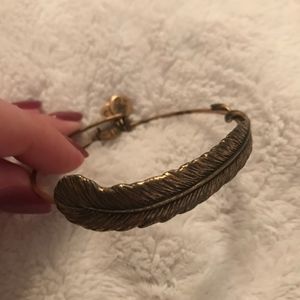 Gold feather Alex and Ani bangle bracelet
